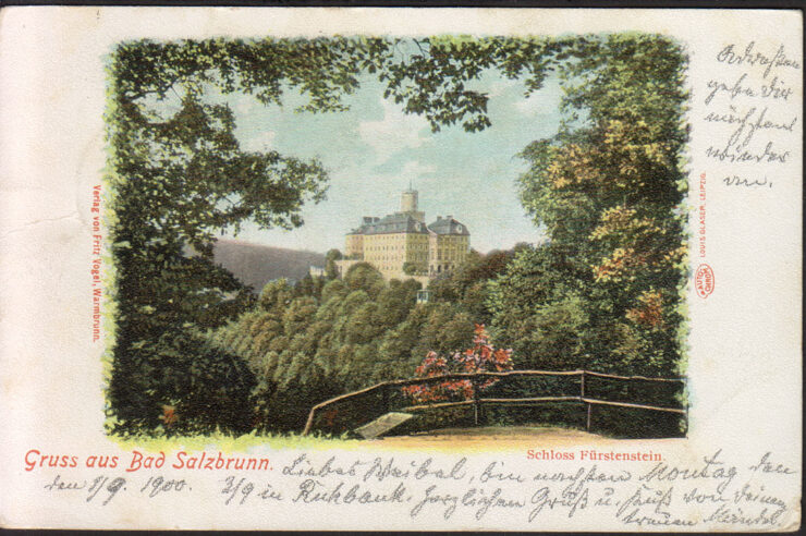 WAŁBRZYCH - ZAMEK KSIĄŻ - FURSTENSTEIN - GRUSS - PUNKT WIDOKOWY 1900 R.