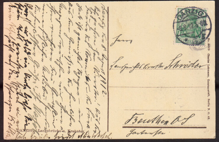 DANZIG (GDAŃSK) - LANGEBRUCKE - STATEK 1912 R.