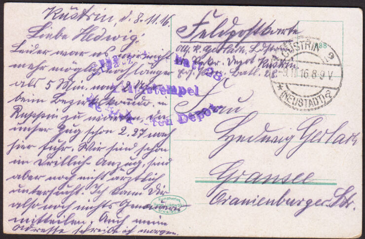 CUSTRIN N. - (KOSTRZYN) - PIONIER-KASERNE - WOJSKO, ĆWICZENIA, Stp. - Feld. 1916 R.