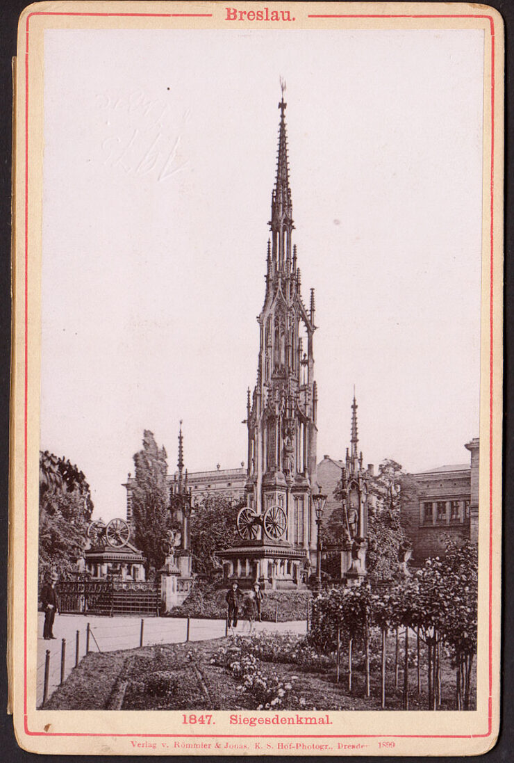 BRESLAU (WROCŁAW) - SIEGESDENKMAL 1947 R. - DRESDEN 1900 - FOTO NA TEKTURCE