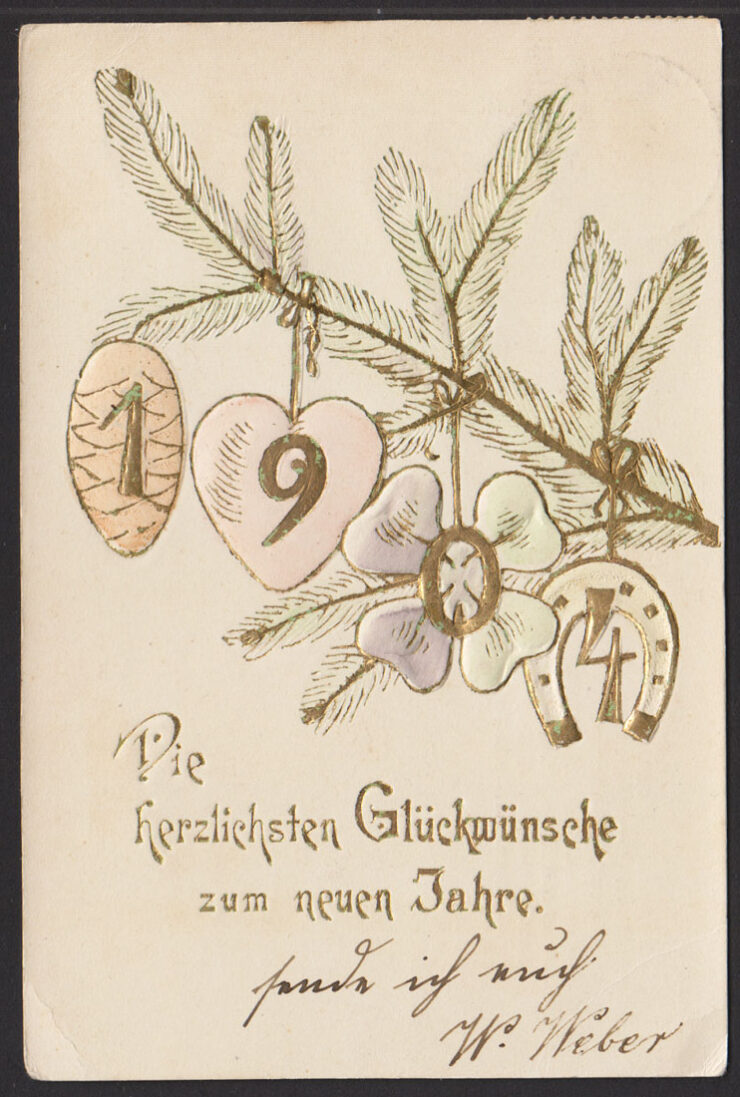 VIEL GLUCK 1904 - NOWY ROK - NIEMCY - TŁOCZONA - ŚWIERKOWA GAŁĄZKA