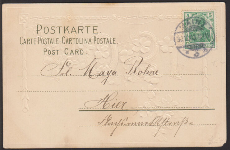 NEUEN JAHR 1904 - NOWY ROK - NIEMCY - TŁOCZONA - KWIATY - KURTYNKA