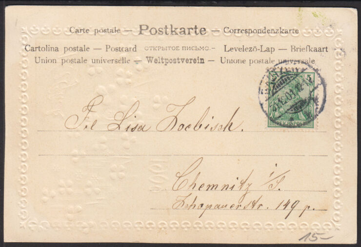 VIEL GLUCK - NOWY ROK 1903 - KONICZYNKI - TŁOCZONA