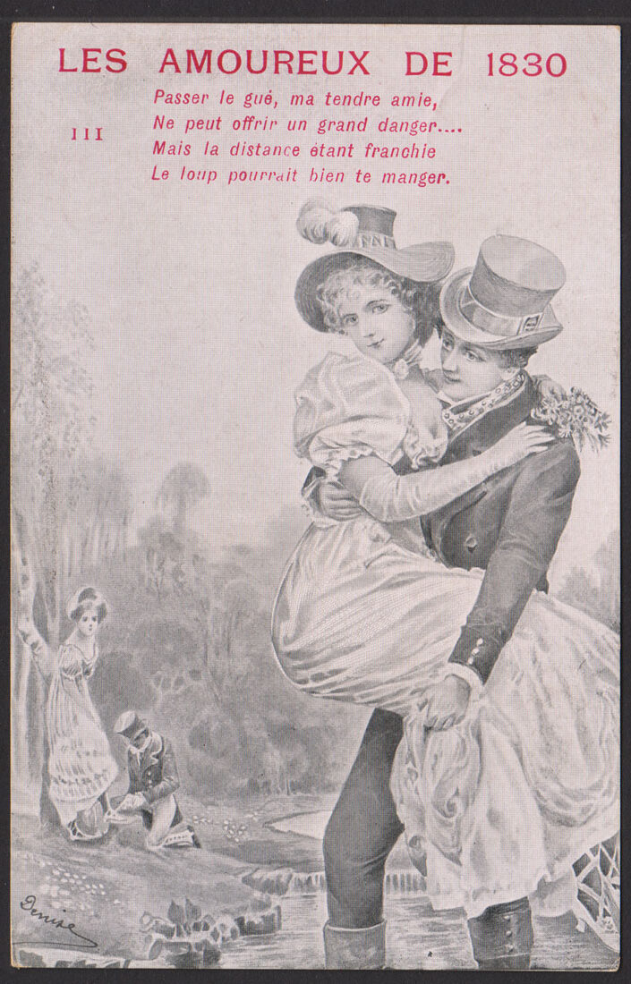 KOBIETA PRZENIESIONA PRZEZ RZECZKĘ - FRANCJA 1905 R.