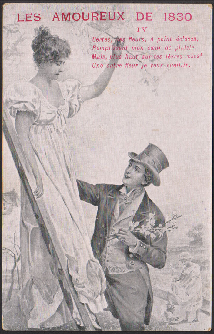 KOBIETA ZBIERAJĄCA KWIATY - FRANCJA 1905 R.
