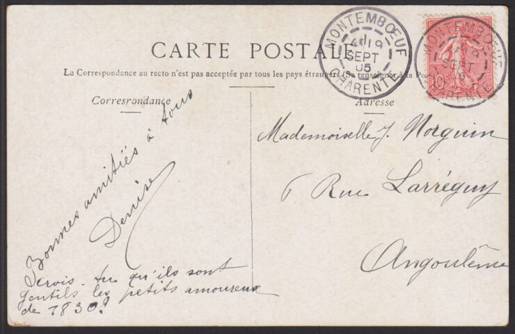 KOBIETA ZBIERAJĄCA KWIATY - FRANCJA 1905 R.