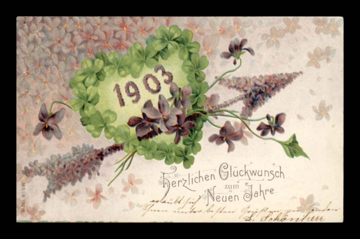 NEUEN JAHR (NOWY ROK) - FIOŁKI, KONICZYNY 1903 R.