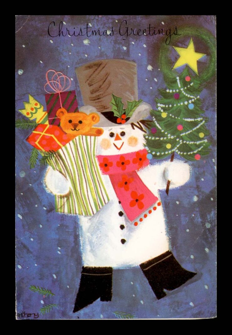 CHRISTMASS GREETING - ENGLAND - KARNET - BAŁWAN, PREZENTY
