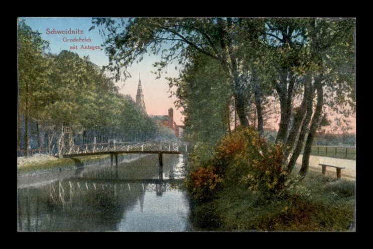 SCHWIDNITZ (ŚWIDNICA) - GONDELTEICH MIT ANLAGEN - PARK 1922 R.