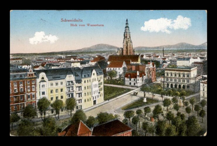 SCHWIDNITZ (ŚWIDNICA) - WASSERTURM - ULICA - Feld. 1918 R.