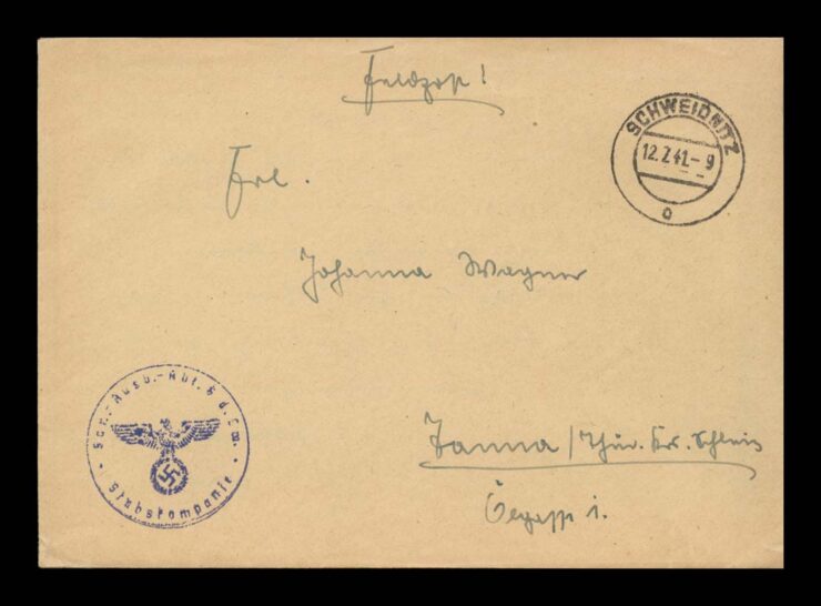 SCHWIDNITZ (ŚWIDNICA) - KOPERTA + LIST 1941