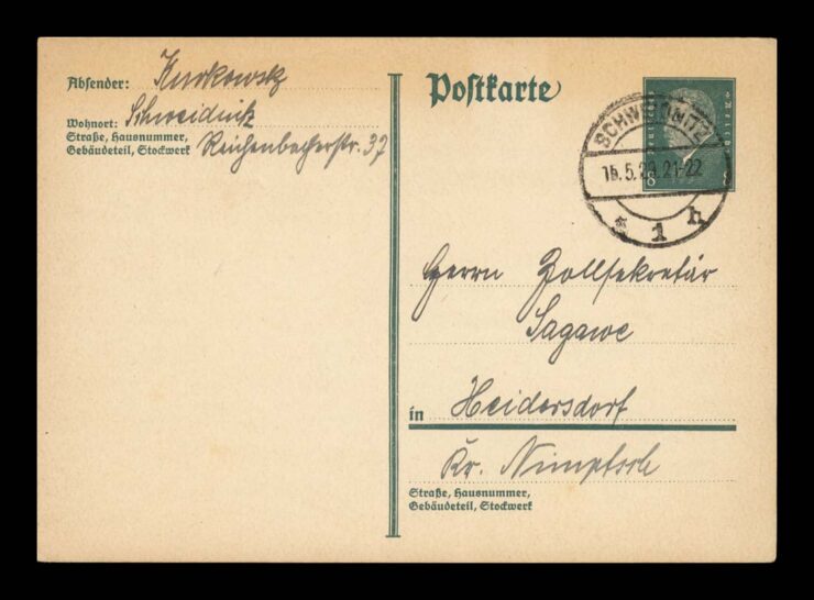 SCHWIDNITZ (ŚWIDNICA) - KORESP. LOKALNEGO STOWARZYSZENIA 1929 R. NR 1