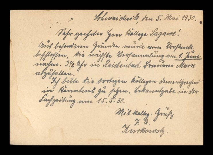 SCHWIDNITZ (ŚWIDNICA) - KORESP. LOKALNEGO STOWARZYSZENIA 1929 R. NR 3