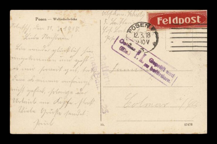 POSEN (POZNAŃ) - WALLISCHEIBRUCKE, MOST CHWALISZEWSKI - ŁÓDKA, FELD. 1918