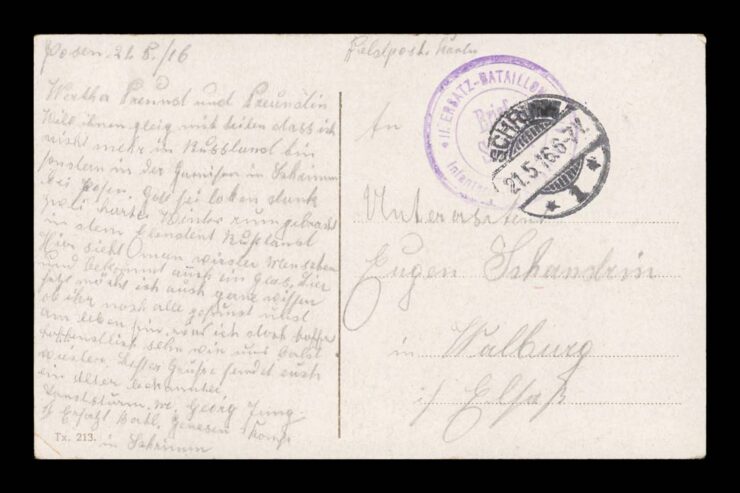 POSEN (POZNAŃ) - ZAMEK CESARSKI - FELDPOST 1916