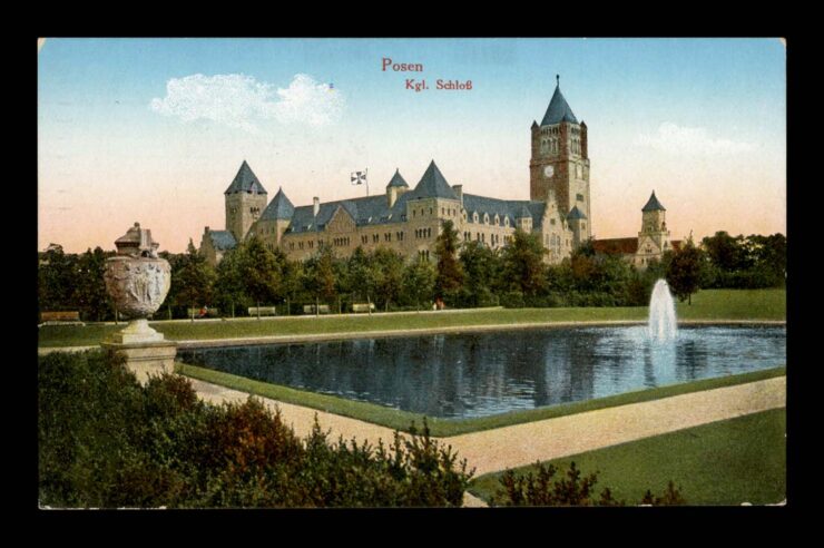 POSEN (POZNAŃ) - ZAMEK CESARSKI, FONTANNA - FELDPOST 1915