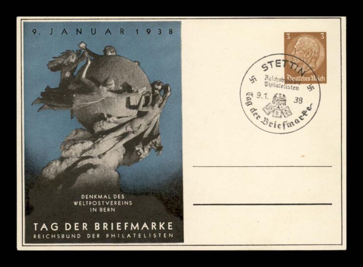 KARTA POCZTOWA - TAG DER BRIEFMARKE 1938 - STEMPEL STETTIN (SZCZECIN)