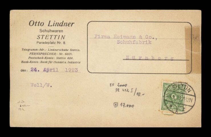 STETTIN (SZCZECIN) - FIRMA, SKLEP OBUWNICZY - ZAMÓWIENIE TOWARU 1923