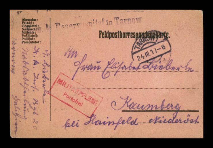 TARNOWITZ, TARNÓW -FELDPOST 1917 - I WŚ - STEMPLE 1917
