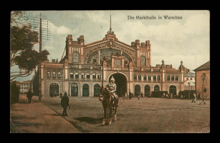 WARSZAWA, MARKTAHLLE - NIEMIECKI ŻOŁNIERZ - FELD. 1916