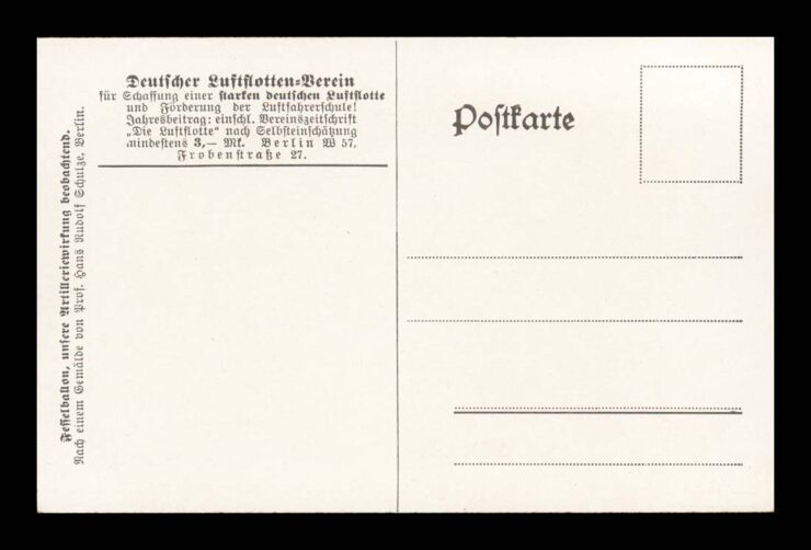 SIGN. RUDOLF SCHULZE, ZEPPELIN, ARTYLERIA, WOJNA, PRUSY
