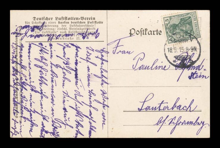 SIGN. RUDOLF SCHULZE, ZEPPELIN, BOMBARDOWANIE WARSZAWY, 1915