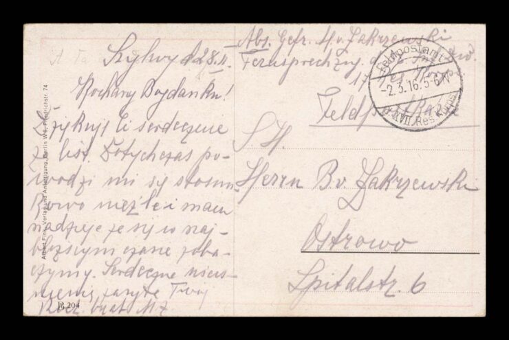 SIGN. CARL DIEHL, I WW, TRANSPORT DARÓW MIŁOŚCI, FELD. OSTROWO 1916