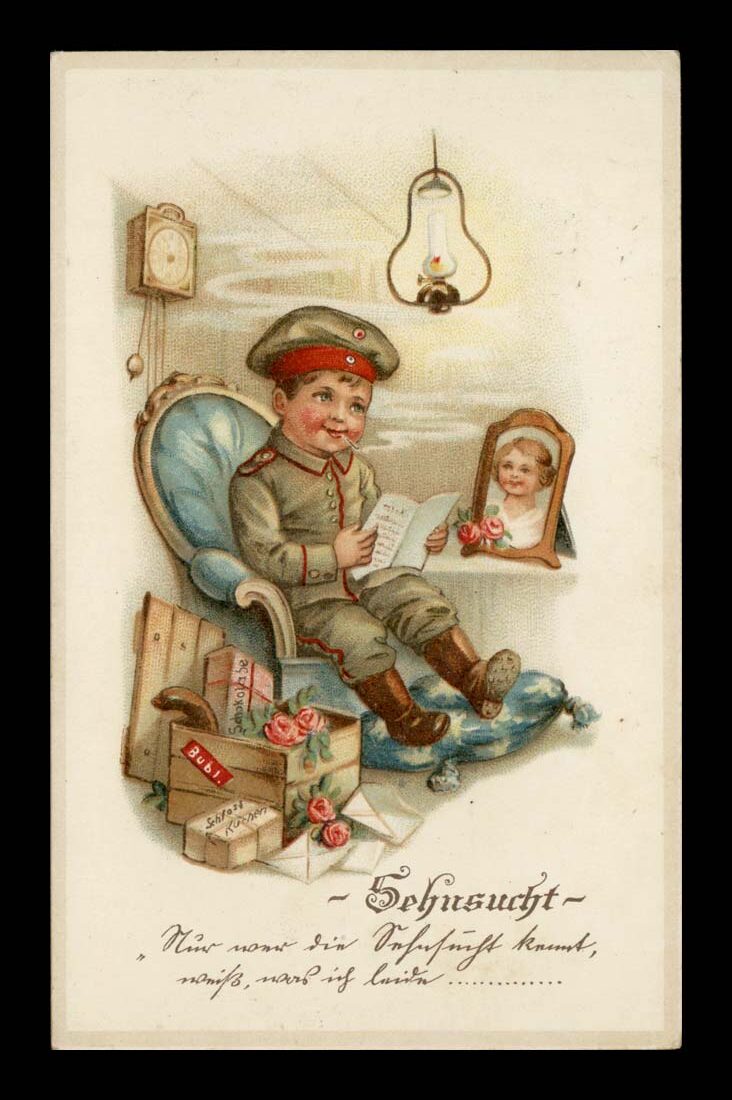 MAŁY ZOŁNIERZ, PACZKA OD UKOCHANEJ, MUNDUR PRUSKI, 1917
