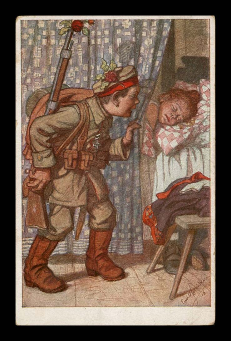 SIGN. MŁODY ŻOŁNIERZ, WYMYKA SIĘ, ŻELAZNY KRZYŻ, IWW, FELD. 1916