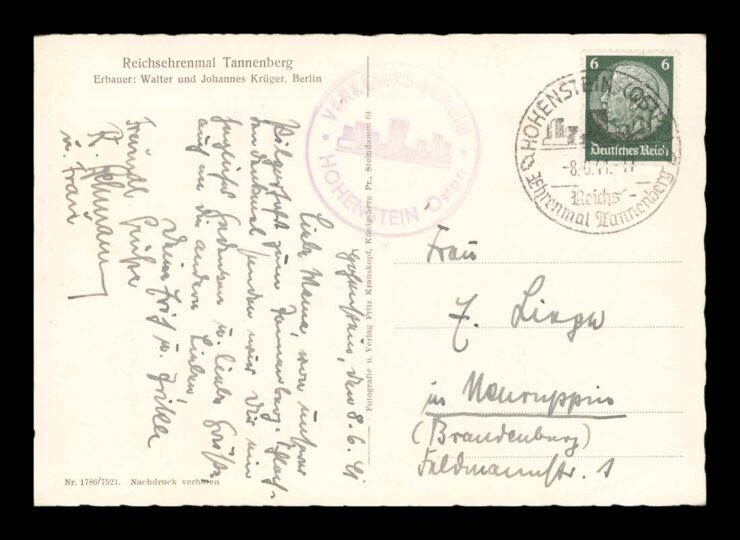 HOHENSTEIN (OLSZTYNEK), TANNENBERG, OSTERODE, STEMPEL 1941