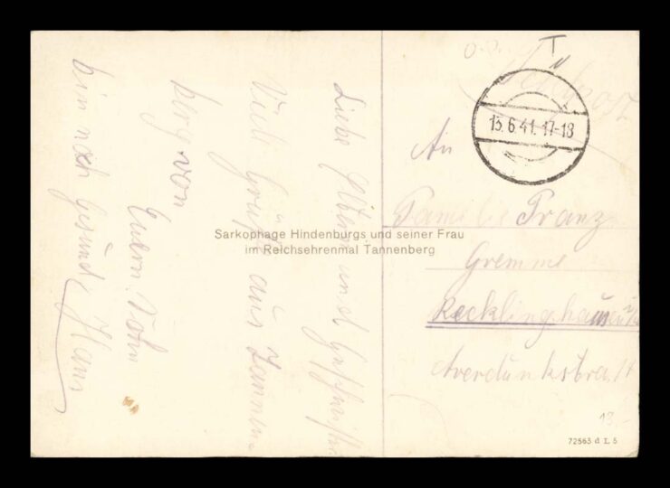 HOHENSTEIN (OLSZTYNEK), TANNENBERG, OSTERODE, SARKOFAGI HINDENBURGÓW 1941
