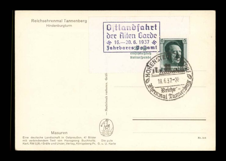 HOHENSTEIN (OLSZTYNEK), TANNENBERG, OSTERODE, STEMPEL OKOL. 1937