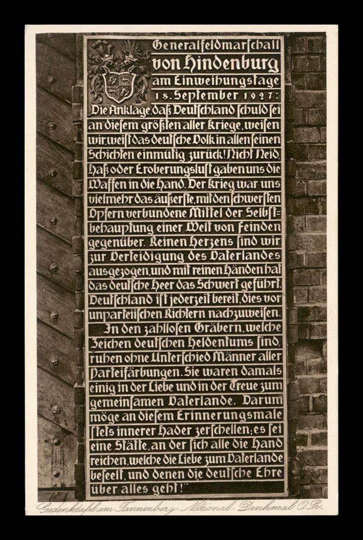 HOHENSTEIN (OLSZTYNEK), TANNENBERG, OSTERODE, TABLICA, HINDENBURG 1935