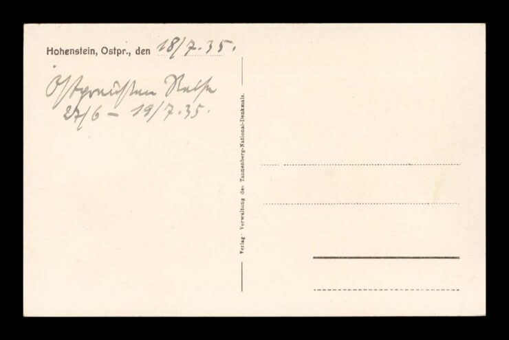 HOHENSTEIN (OLSZTYNEK), TANNENBERG, OSTERODE, TABLICA, HINDENBURG 1935