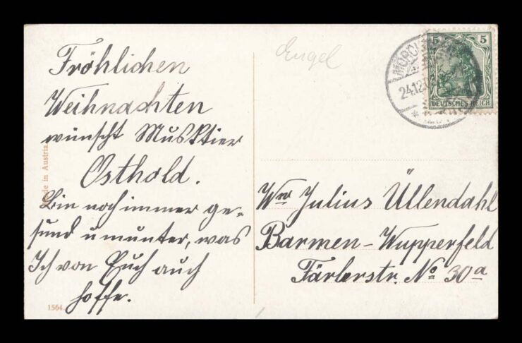 BOŻE NARODZENIE, ŚNIEG, ZIMA, ANIOŁ VINTIGE 1903
