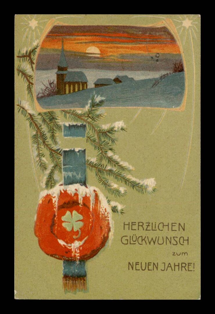 ZIMA, NOWY ROK, ZACHÓD SŁOŃCA 1908