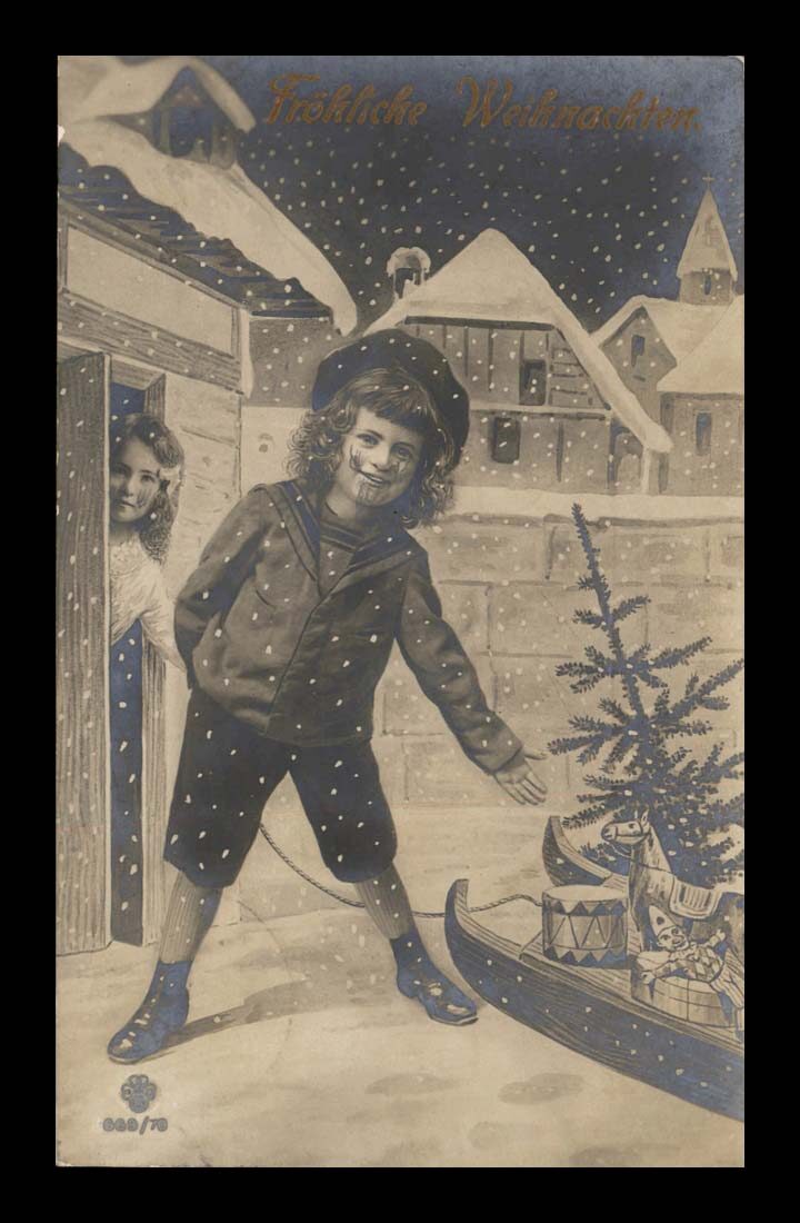 BOŻE NARODZENIE, ŚNIEG, ZIMA, SANIE Z PREZENTAMI 1907