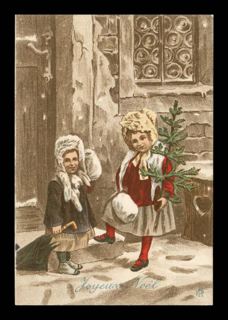 ZIMA, ŚWIĘTA, CHOINKA, ŚNIEG, FELDPOST 1915
