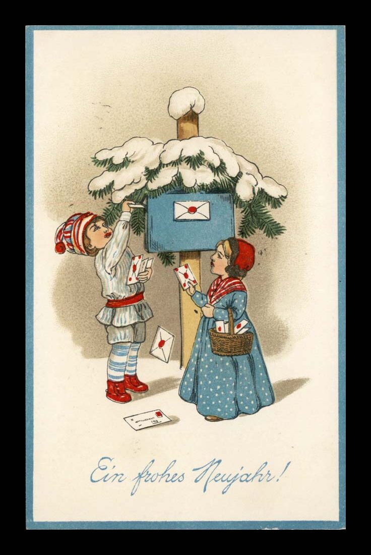 ZIMA, ŚWIĘTA, POCZTA, LISTY, LITHO