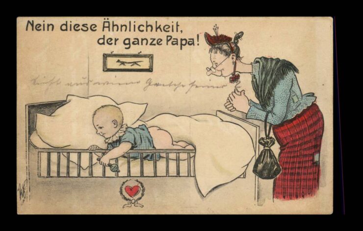 PODOBIEŃSTWO - CAŁY TATA , NIEMOWLĘ I BABCIA, HUMOR 1918