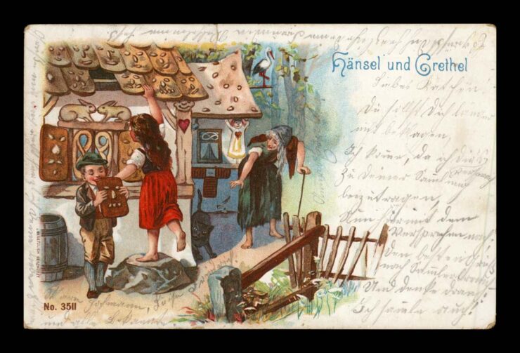JAŚ I MAŁGOSIA, BAJKA, BABAJAGA, DOMEK Z PIERNIKA, LITHO 1900