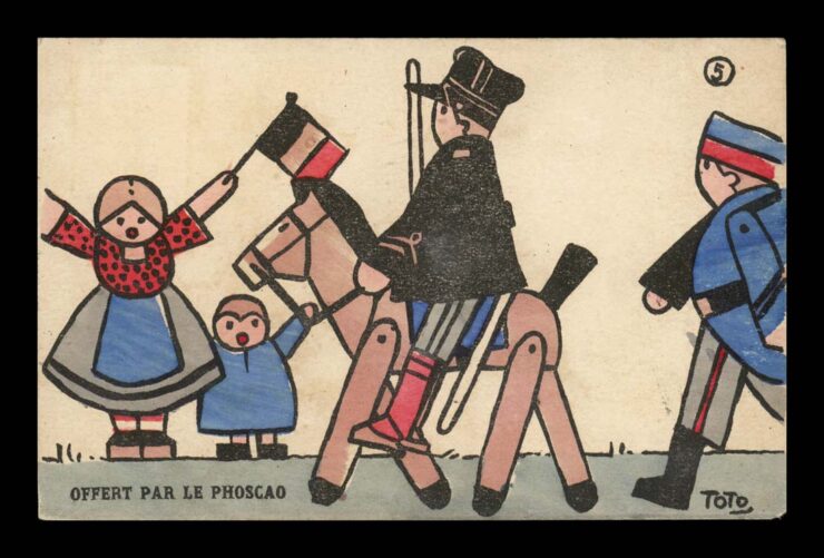 SIGN. TOTO, DZIECI ŻOŁNIERZE, ZABAWKI, PROPAGANDA (BELGIA) 1922