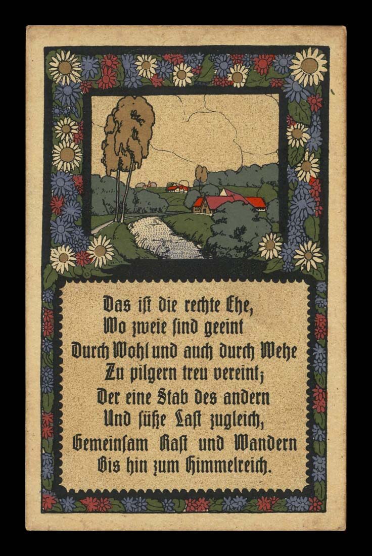 PEJZAŻ WIEJSKI, STARA LITOGRAIFA 1925