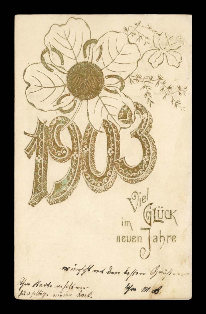 NEUES JAHR (NOWY ROK), ZŁOTE CYFRY, MONETA 10 MARK, PRAGE 1903