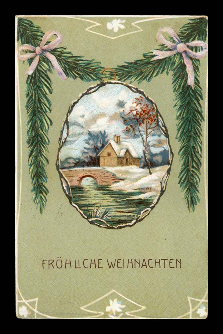 FROHLICHEN WEIHNACHTEN, WIDOCZEK, ZUG STEMPEL, GRESLAU - NEISSE 23,12.1921