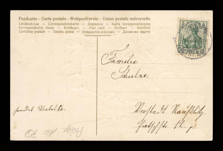 VIEL GLUCK, NEUEN JAHRE!, BAŁWAN Z FAJKĄ, VINTIGE PRAGE LITHO