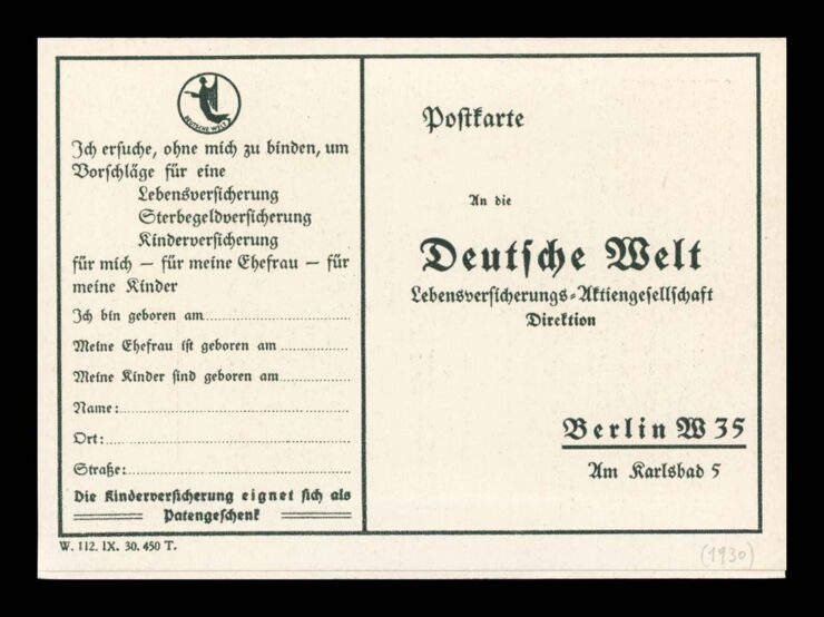 NOWY ROK, REKLAMA, FIRMA UBEZPIECZENIOWA, OK 1930 (KARNET)