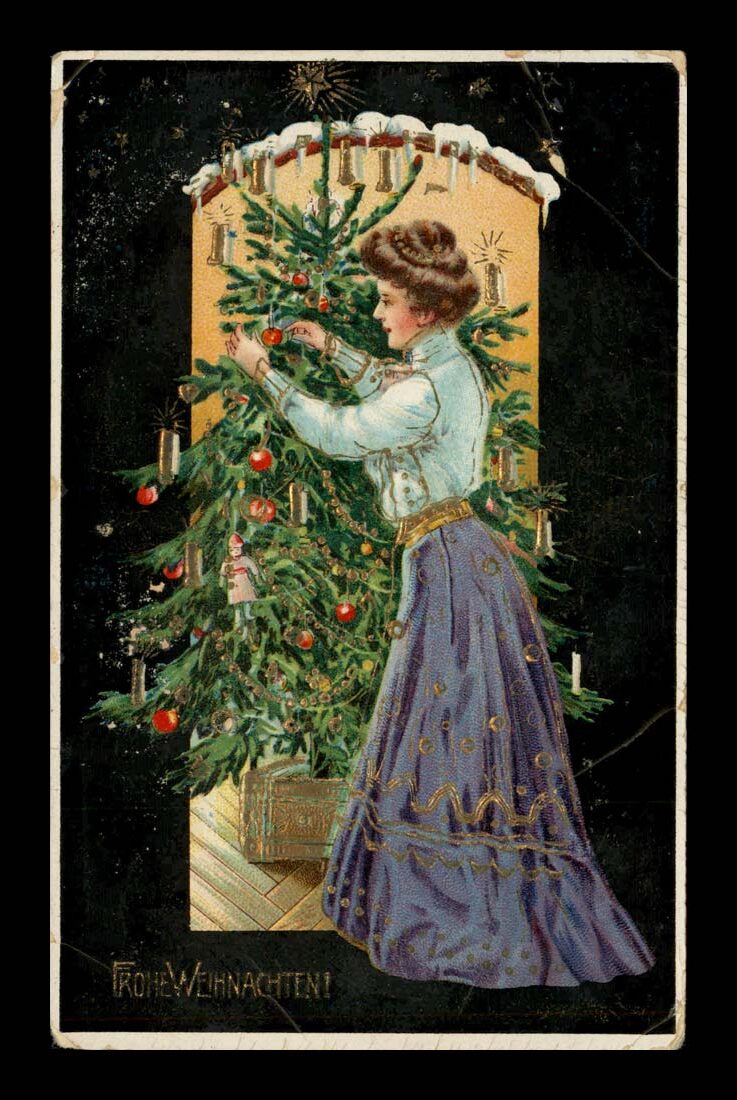 WEIHNACHTEN, PRZYSTRAJANIE CHOINKI, NODA Z EPOKI, GEL 1910
