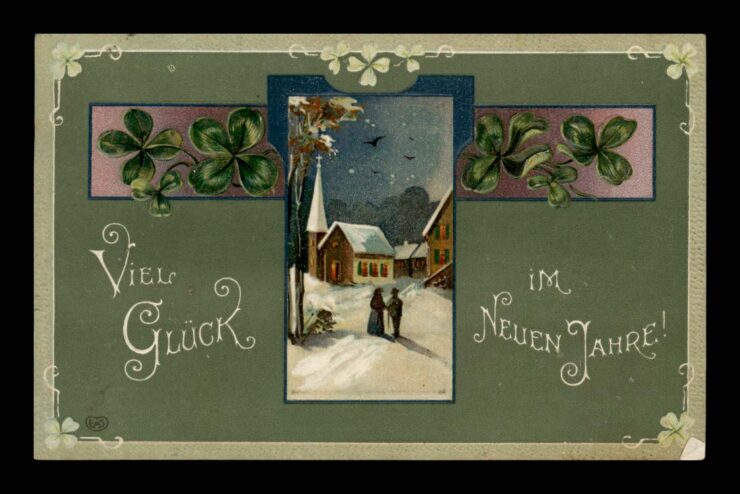 NEUEN JAHRE, JUGENDSTIL (SECESJA), KOŚCIÓŁEK, PRAGE LITHO